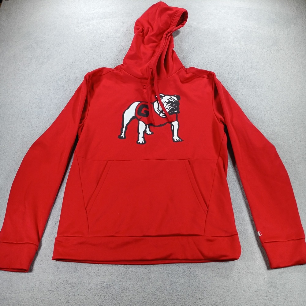 Champion Mens Georgia Bulldogs Hoodie Red Small Mascot Graphic Sweatshirt